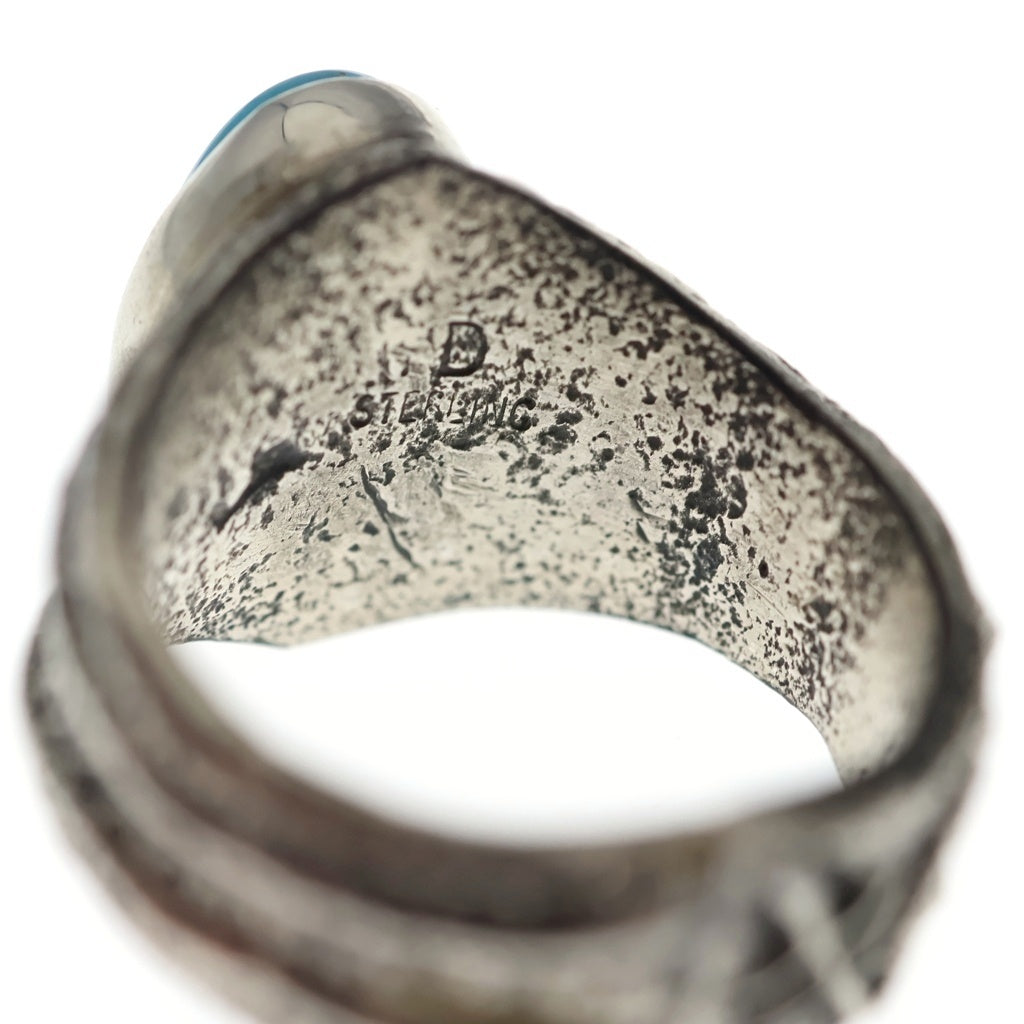 INDIAN JEWELRY(インディアンジュエリー) Navajo (ナバホ) Delford Yazzie Natural Morenci Turquoise Tufa Cast Ring デルフォード ヤジー ターコイズ リング シルバー