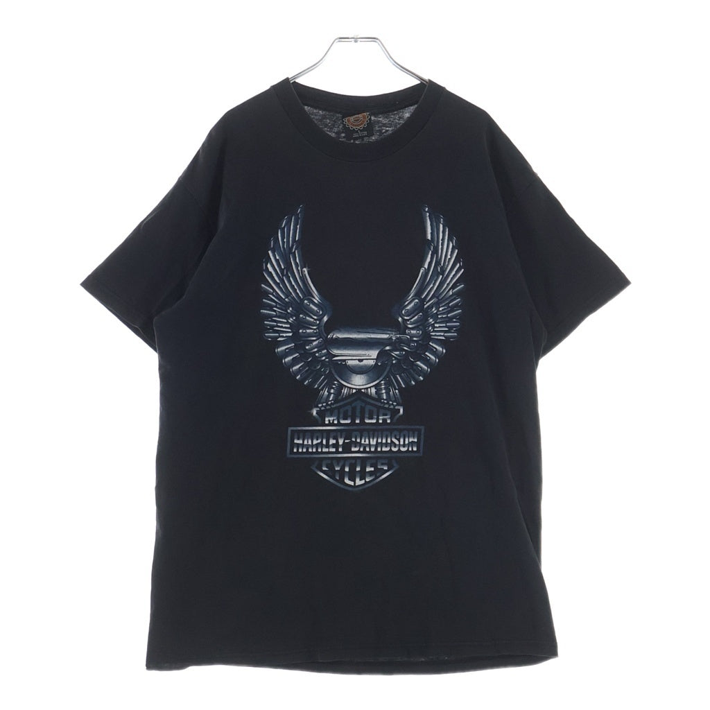 HARLEY DAVIDSON(ハーレーダビッドソン) 90S METALLIC EAGLE TEE メタリック イーグル フロントプリント半袖カットソーTシャツ ブラック