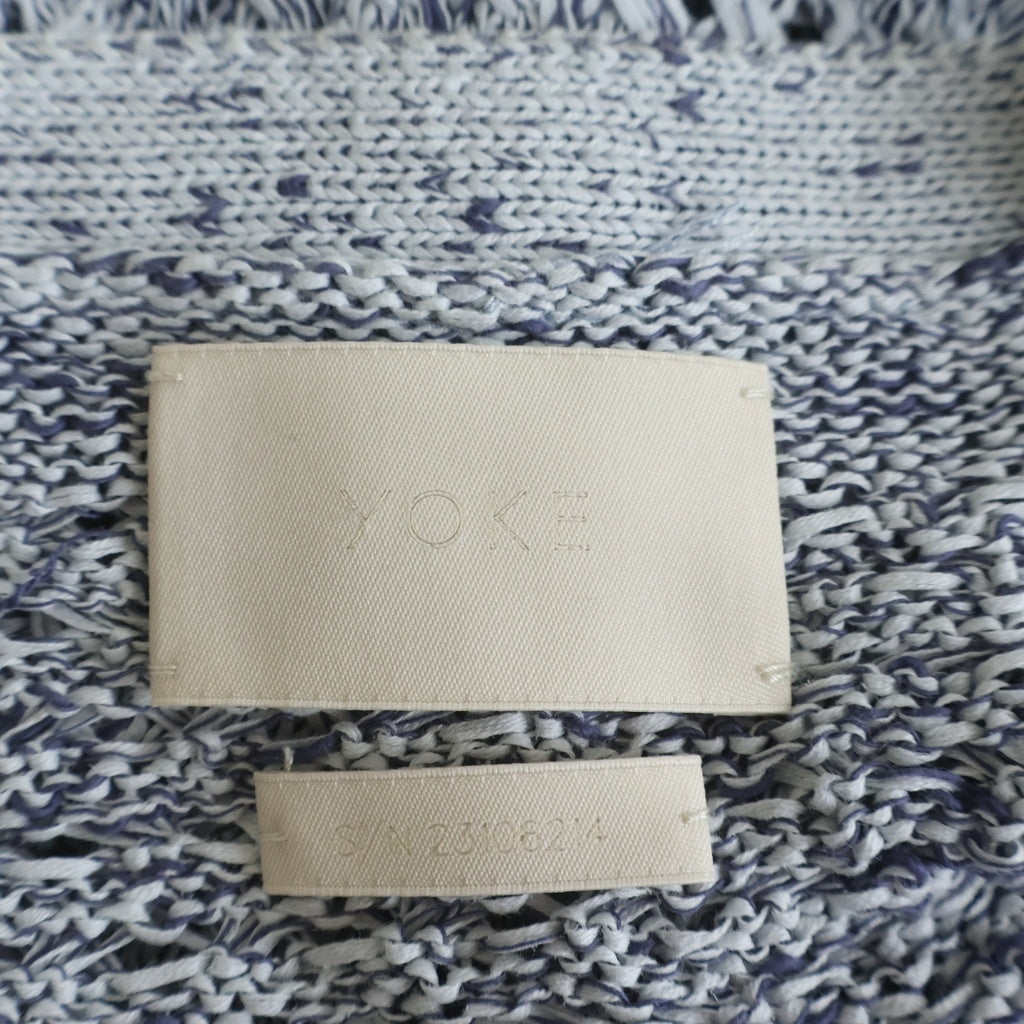 YOKE(ヨーク) 23SS MESH CARDIGAN メッシュ カーディガン ブルー/ホワイト YK23SS049 6S