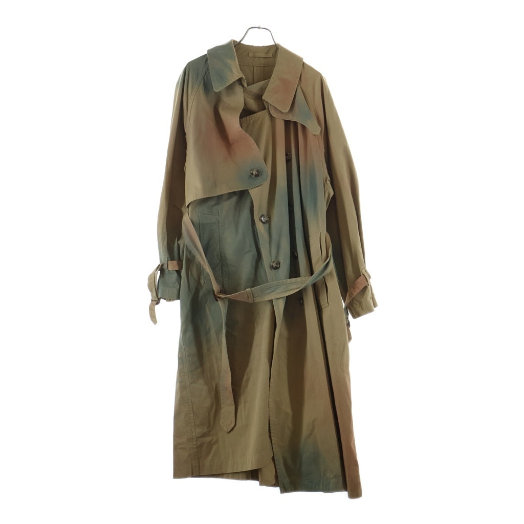 YOKE(ヨーク) 23SS SPRAY PRINTED TRENCH COAT スプレー加工 ペイント トレンチコート ベージュ/ブルー YK23SS0438C