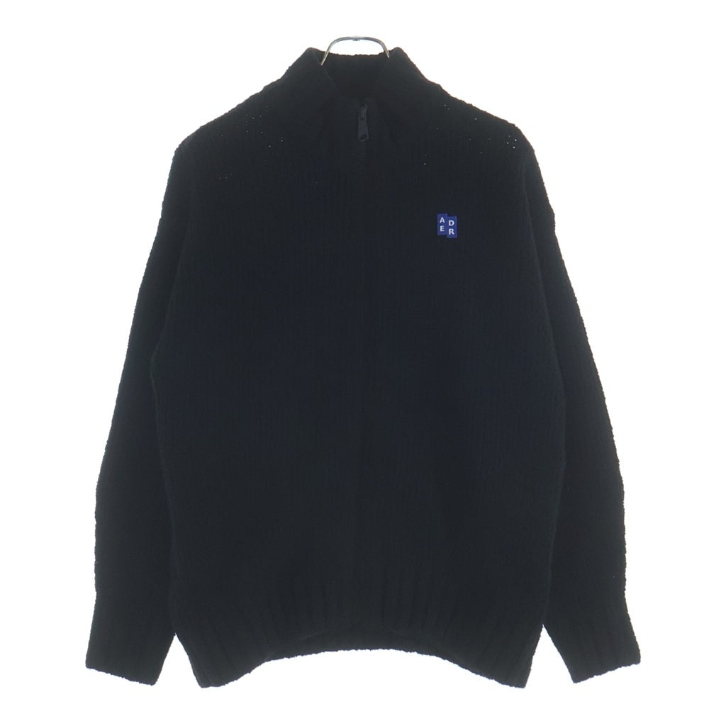 ADER ERROR(アーダーエラー) Sig BL Tag knit zip-up 01 ニット ジップアップ ブラック BO42FYKT0703BK