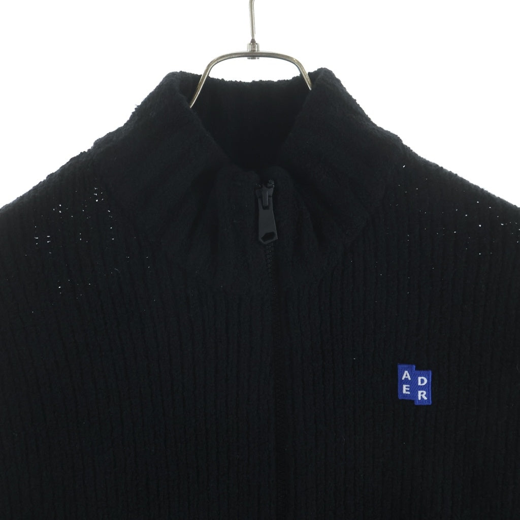 ADER ERROR(アーダーエラー) Sig BL Tag knit zip-up 01 ニット ジップアップ ブラック BO42FYKT0703BK