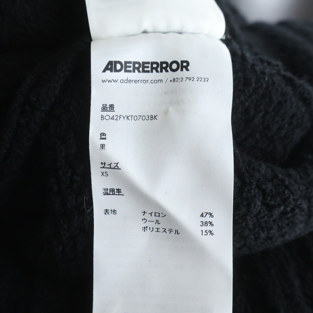 ADER ERROR(アーダーエラー) Sig BL Tag knit zip-up 01 ニット ジップアップ ブラック BO42FYKT0703BK