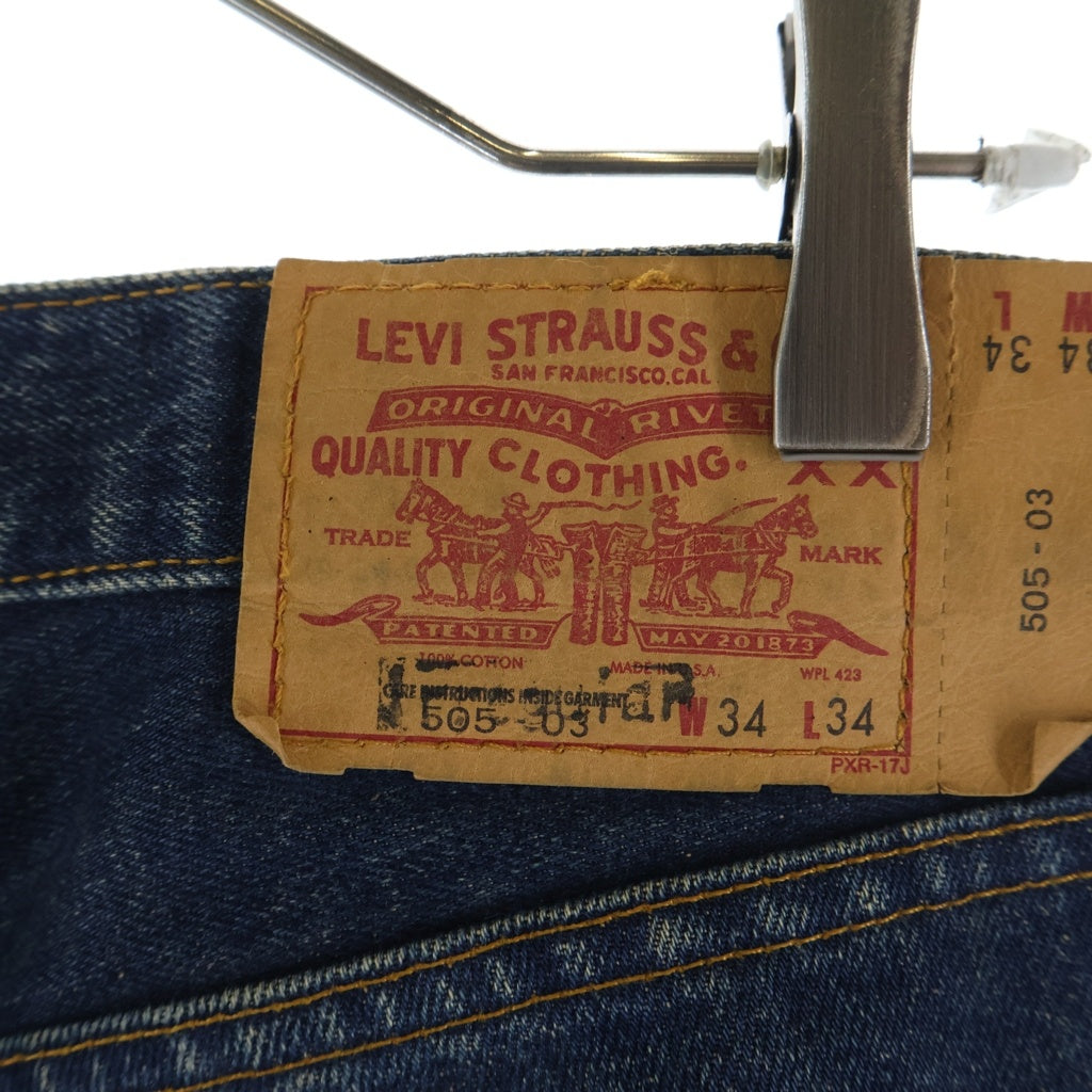 Levi's(リーバイス) 00S 505-03 ボタン裏刻印379 スモールe 不均等V USA製 ジップフライ デニムパンツ インディゴ