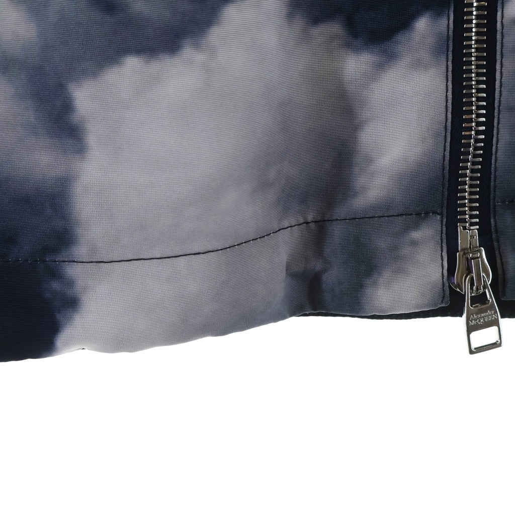 Alexander McQueen(アレキサンダーマックイーン) STORM SKY PRINT HOODED JACKET イタリア製 ダブルジップ 雲 スカイ プリント ナイロン フード ジャケット ブラック