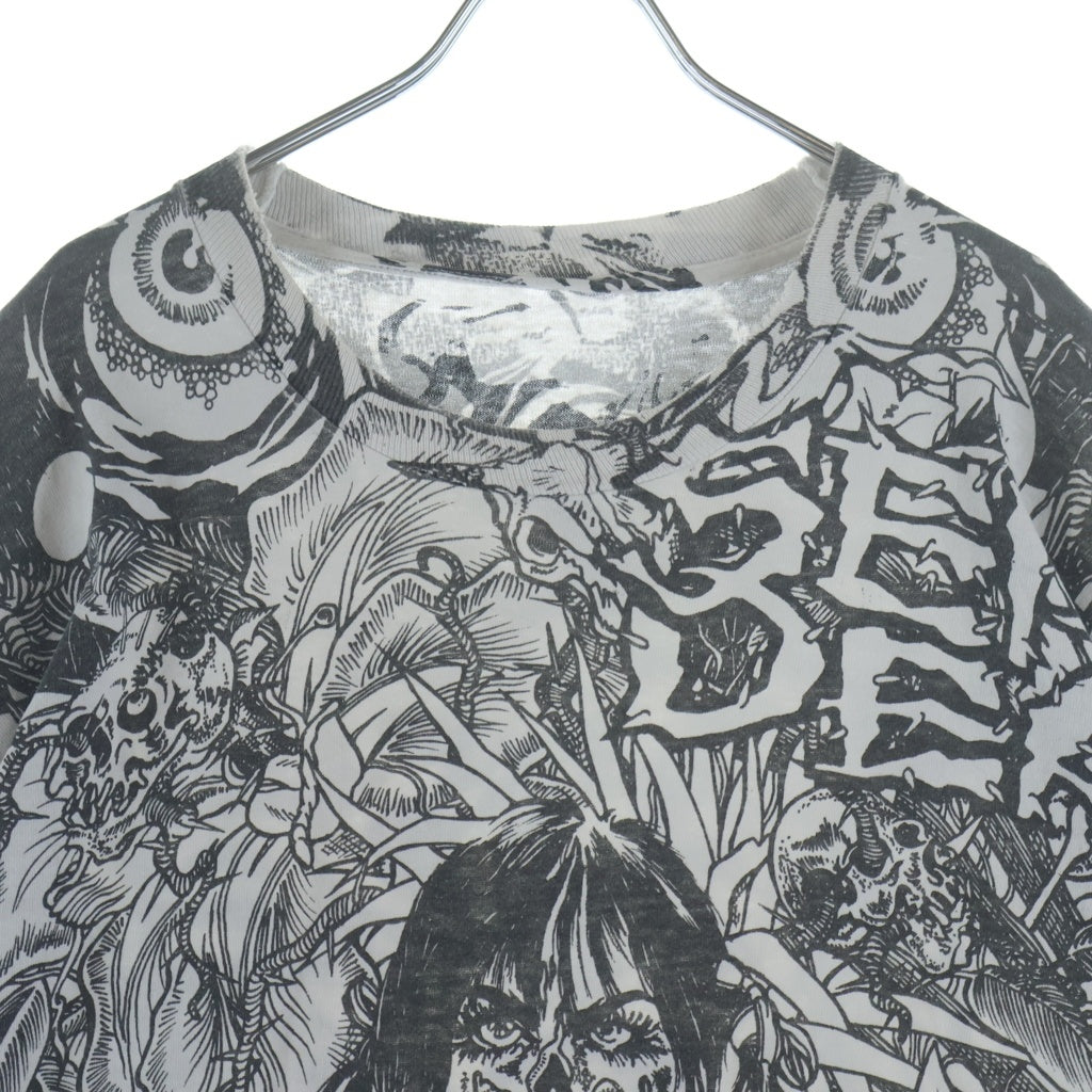 VINTAGE(ヴィンテージ) 90s SEPTIC DEATH PUSHEAD FULL PRINT TEE セプティック デス パスヘッド 総柄 半袖Tシャツ カットソー ブラック/ホワイト
