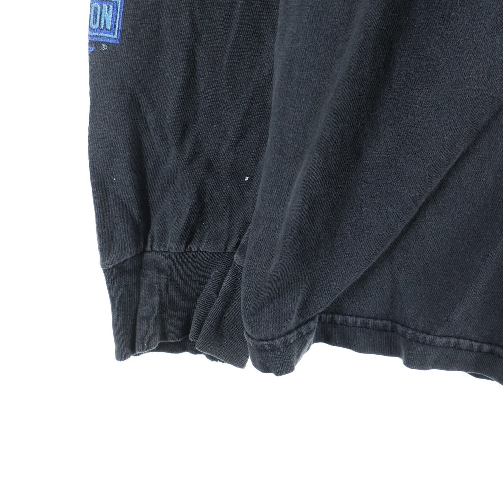 HARLEY DAVIDSON(ハーレーダビッドソン) 00S VINTAGE BLUE FLAME SLEEVE LOGO PRINT L/S TEE 袖ブルーフレイム 両面プリント長袖カットソーTシャツ ブラック
