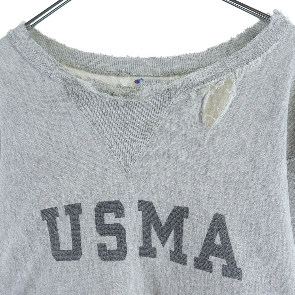 CHAMPION(チャンピオン) 80S VINTAGE USMA トリコタグ後期 前V SWEAT 陸軍士官学校 染み込みプリント スウェット グレー
