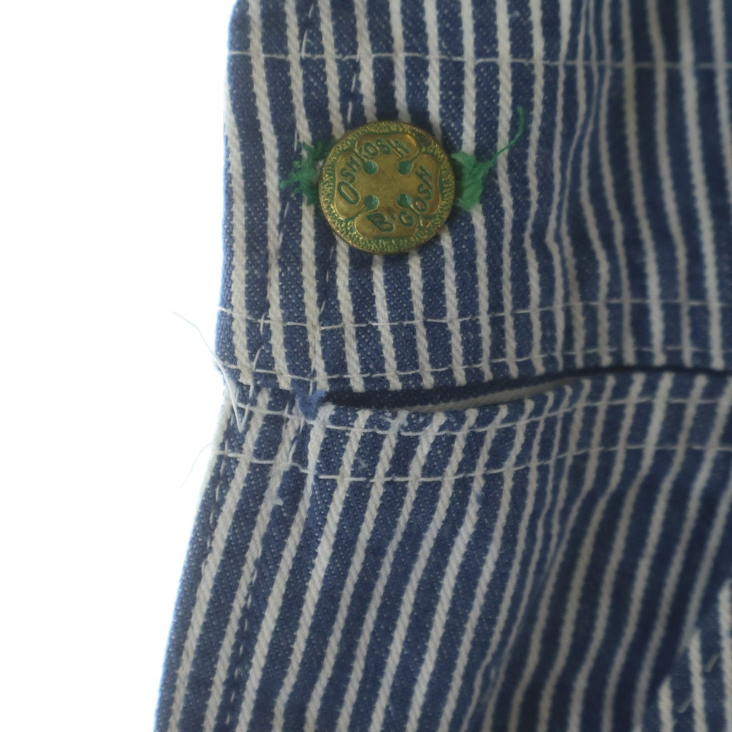 OSHKOSH(オシュコシュ) 60-70S VINTAGE HICKORY STRIPE OVERALL ヴィンテージ ボタン裏刻印15 ヒッコリー ストライプ オーバーオール ホワイト/ネイビー -