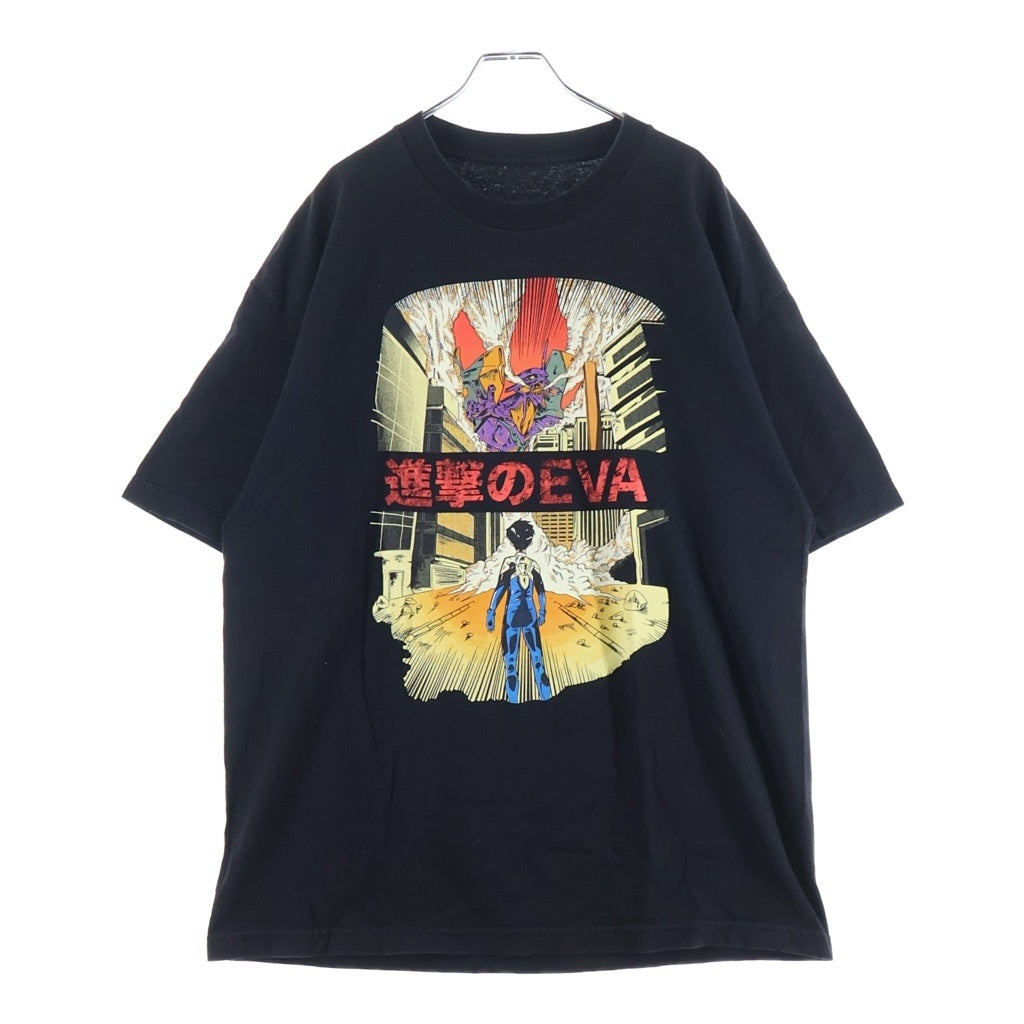 NO BRAND(ノーブランド) 10S 進撃のEVA GRAPHIC TEE アニメ グラフィック 片面プリント半袖カットソーTシャツ ブラック -