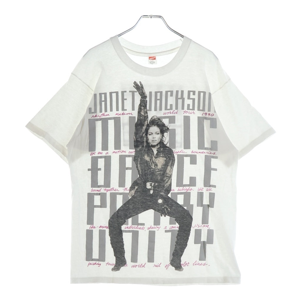 VINTAGE(ヴィンテージ) 90S JANET JACKSON RHYTHM NATION TOUR TEE ジャネットジャクソン 両面プリント半袖カットソーTシャツ ホワイト