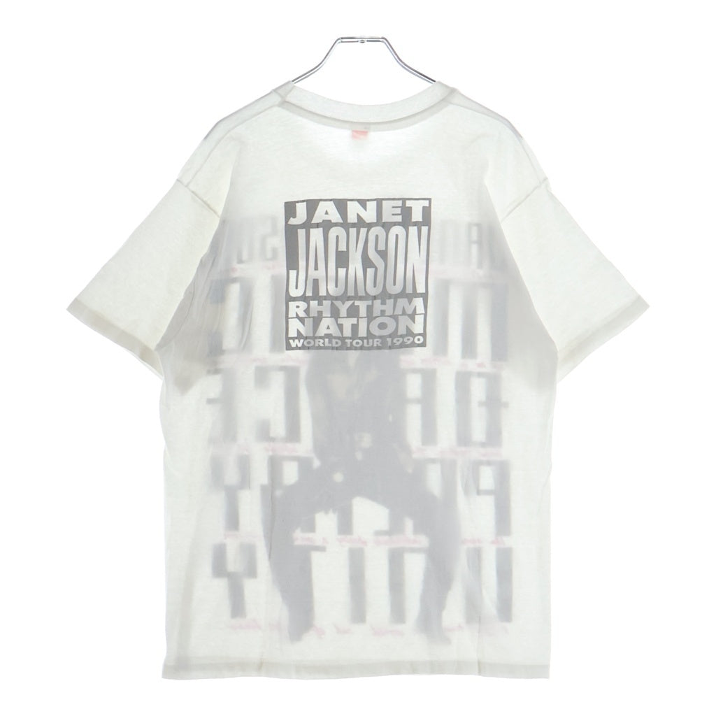 VINTAGE(ヴィンテージ) 90S JANET JACKSON RHYTHM NATION TOUR TEE ジャネットジャクソン 両面プリント半袖カットソーTシャツ ホワイト