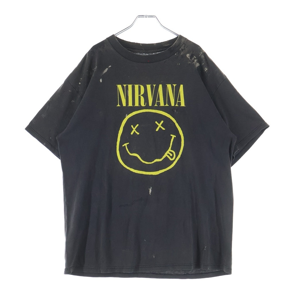 VINTAGE(ヴィンテージ) 90S NIRVANA SMILE PRINT TEE ニルヴァーナ スマイル 両面プリント半袖カットソーTシャツ ブラック