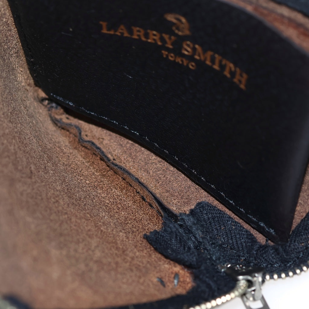LARRY SMITH(ラリースミス) EMBOSSED L ZIPPER SHOET WALLET 型押しL字ファスナーショートウォレット ブラック