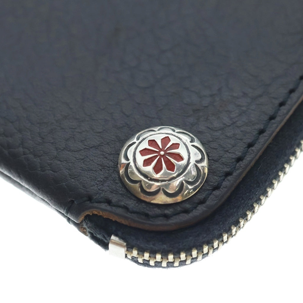 LARRY SMITH(ラリースミス) EMBOSSED L ZIPPER SHOET WALLET 型押しL字ファスナーショートウォレット ブラック
