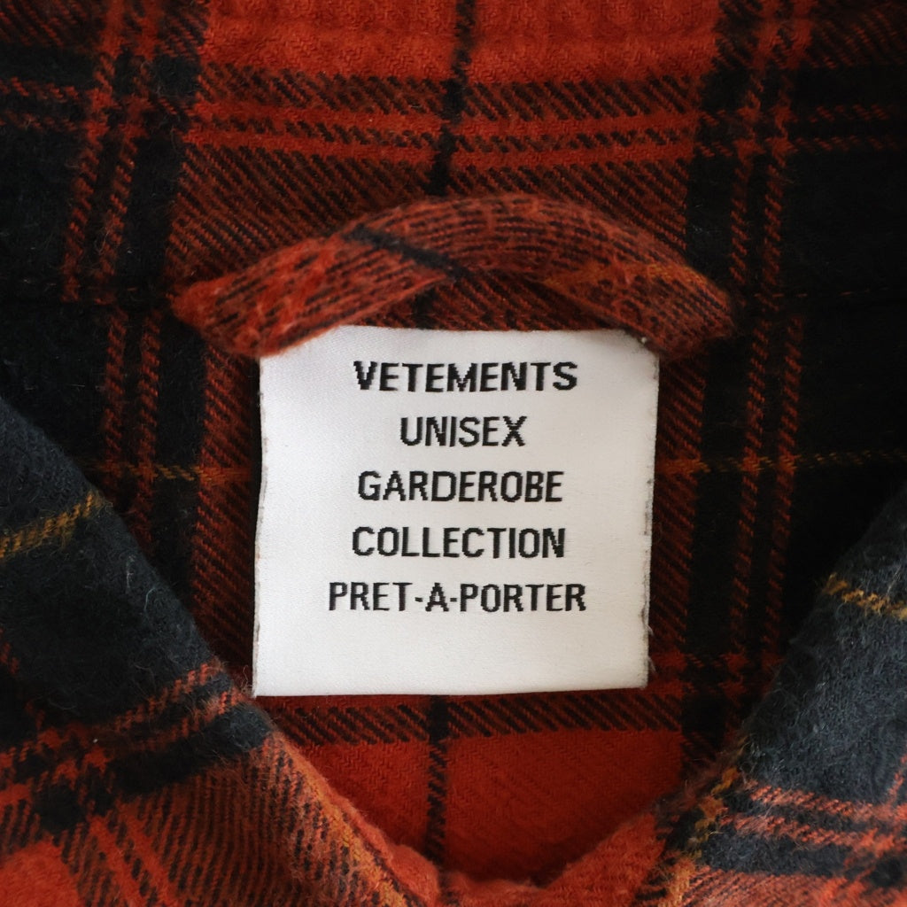 VETEMEMES(ヴェトミームス) 21AW ANARCHY PRINT CHECK SHIRT アナーキーチェックプリントシャツ フランネルコットンチェックシャツ レッド UE52SH800R