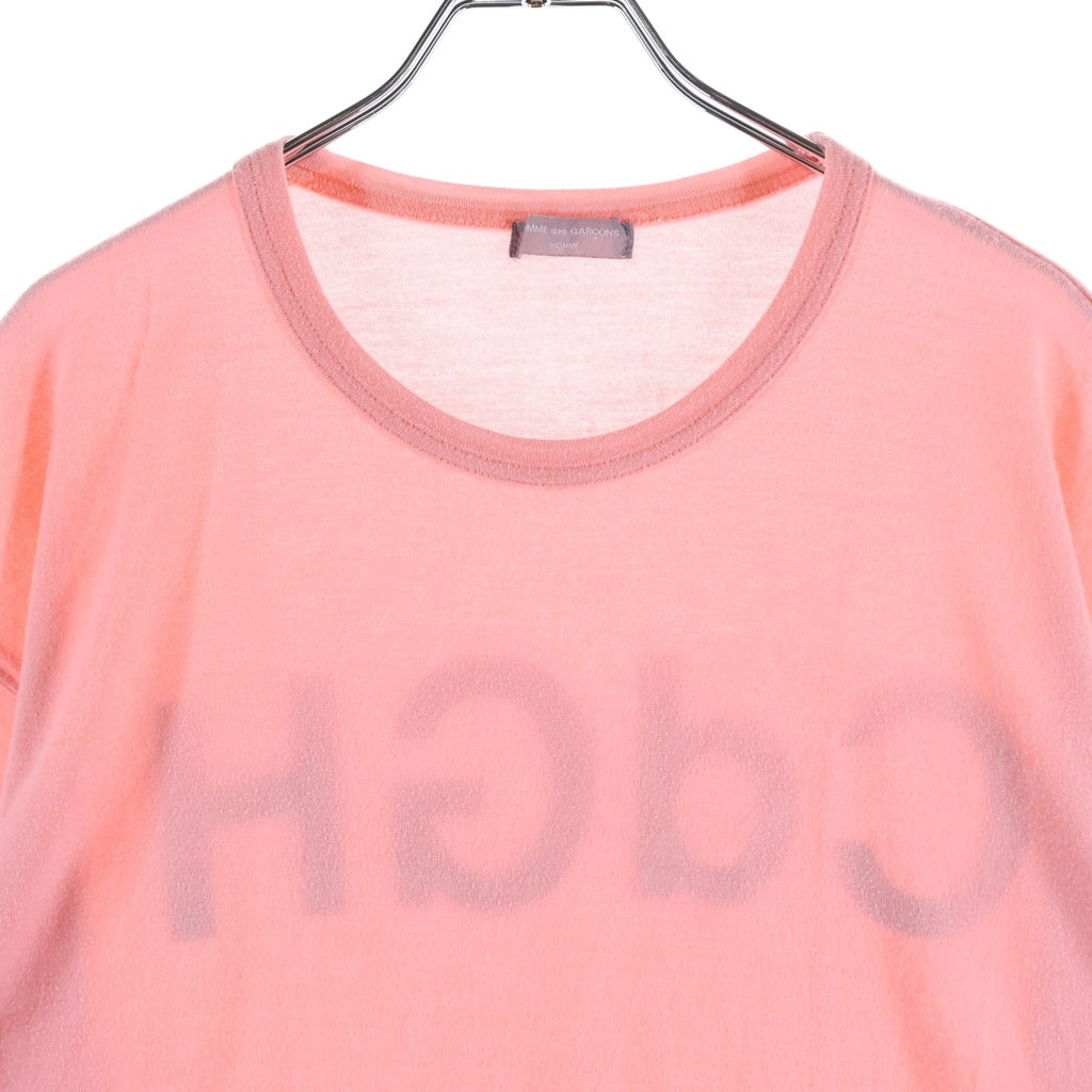 COMME des GARCONS HOMME(コムデギャルソンオム) 00S LOGO PRINT RAYON TEE 田中オム ロゴプリント レーヨン 半袖カットソーTシャツ ピンク HT-020320