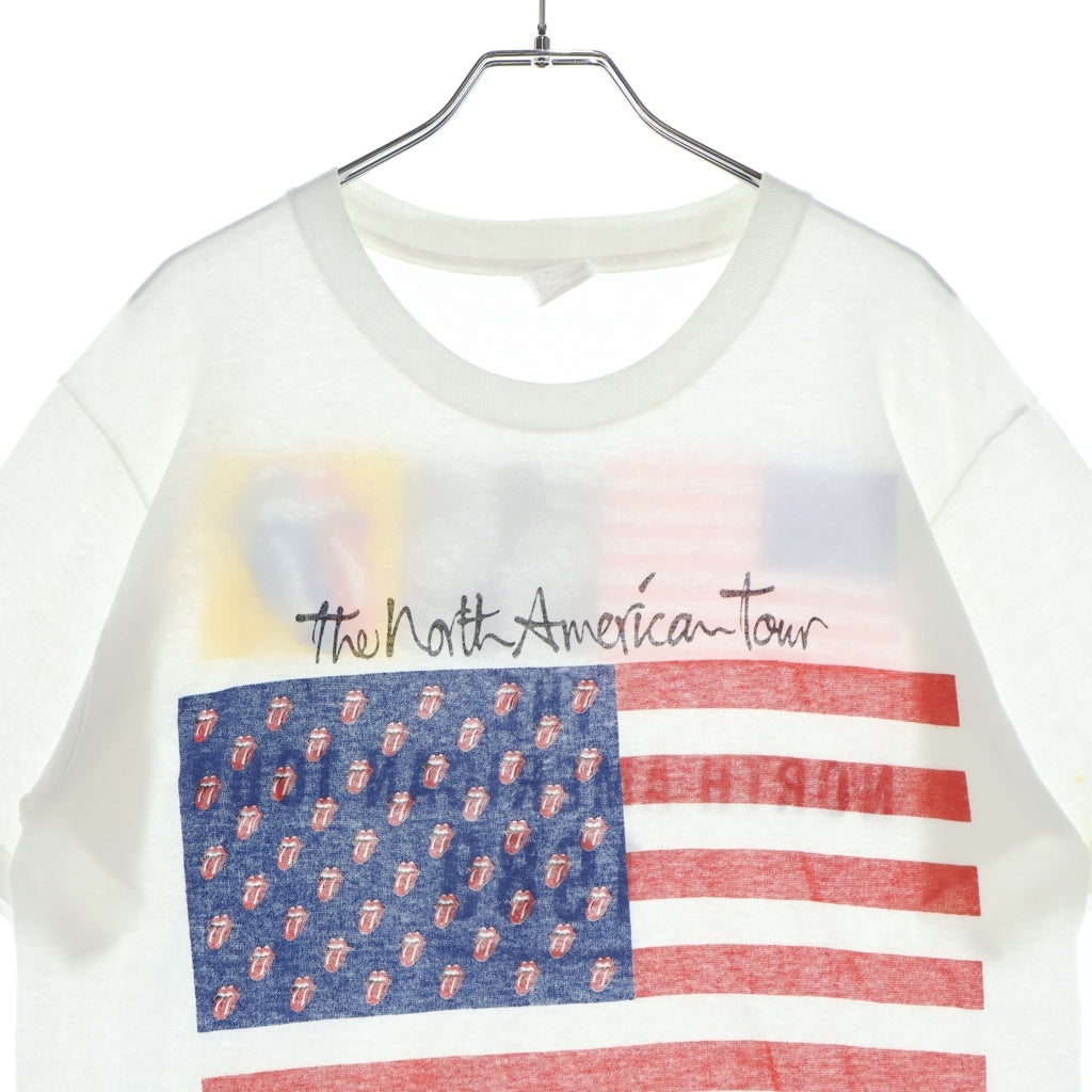 VINTAGE(ヴィンテージ) 80S ROLLING STONES NORTH TOUR 1989 AMERICAN FLAG ノースアメリカンツアー 星条旗 クルーネック半袖Tシャツ ホワイト