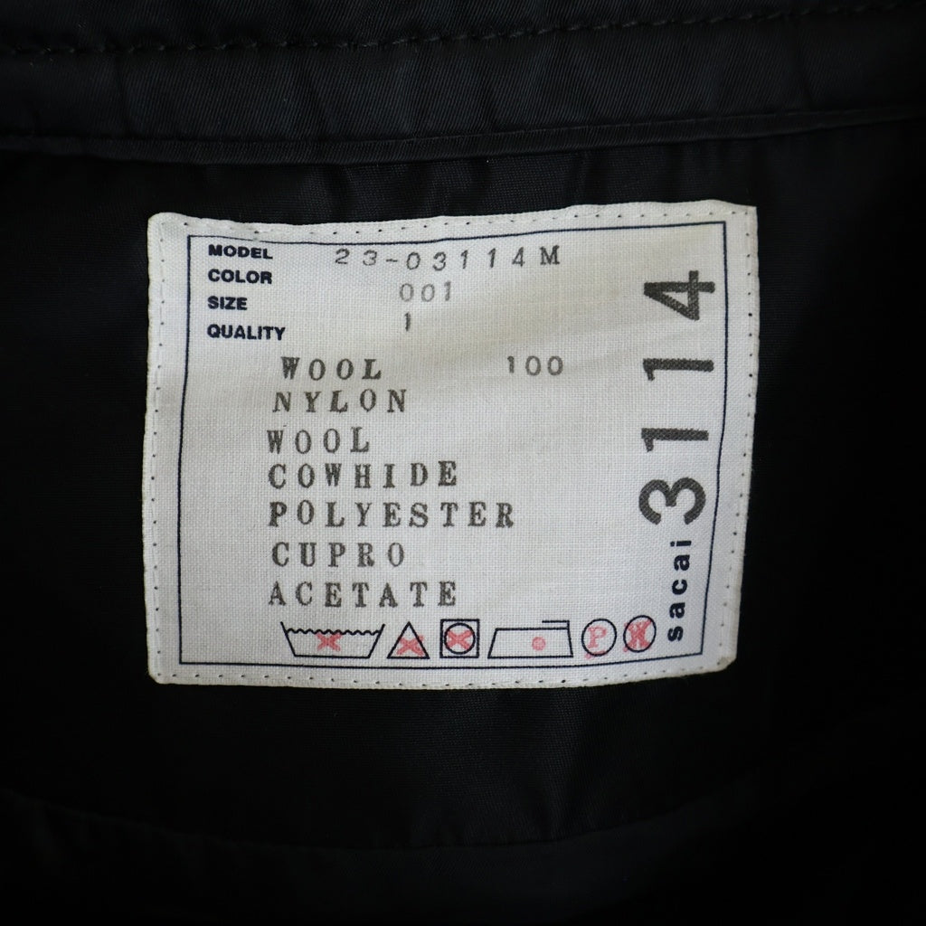 Sacai(サカイ) 23AW WOOL MELTON COAT ウールコート ブラック 23-03114M