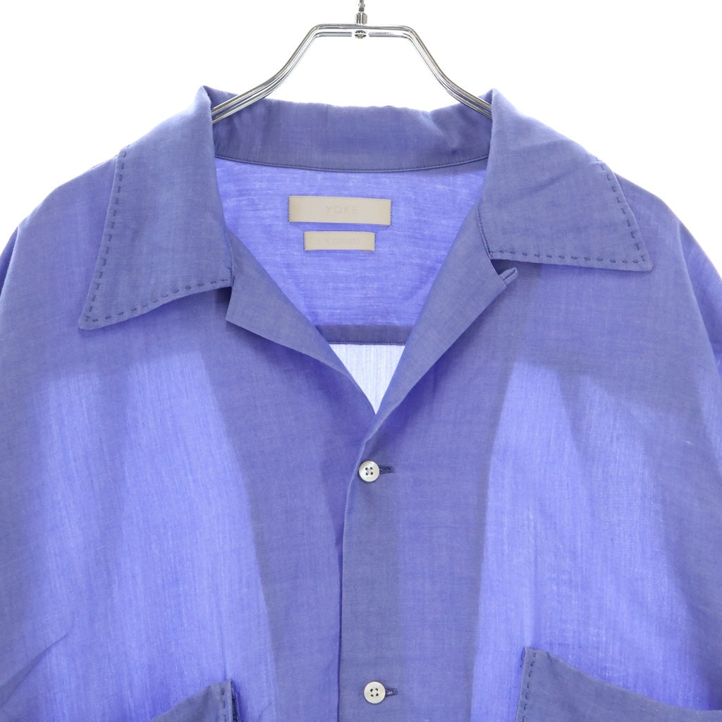 YOAK(ヨーク) OPEN COLLAR SHIRT オープンカラーシャツ ブルー YK23SS0478SH
