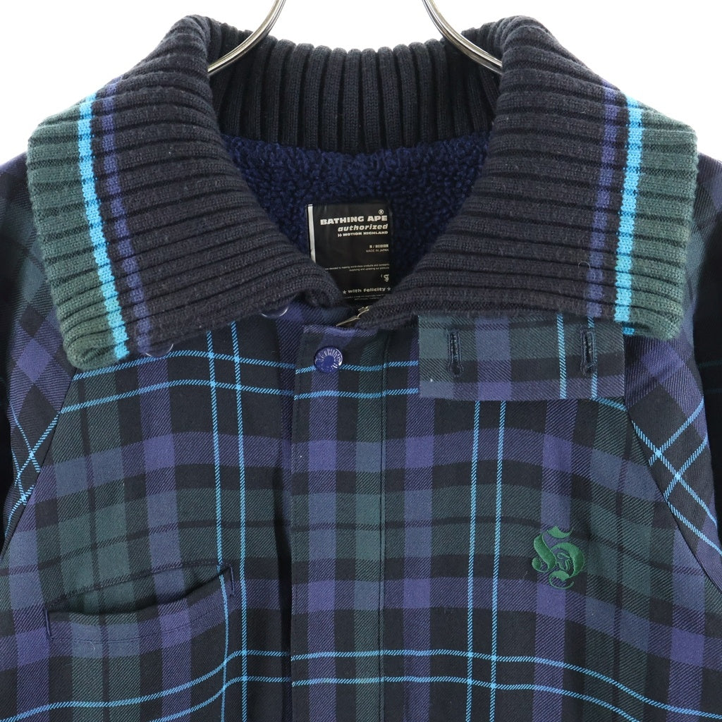A BATHING APE(アベイシングエイプ) 90S TARTAN CHECK JACKET タータンチェック ジャケット ブラック