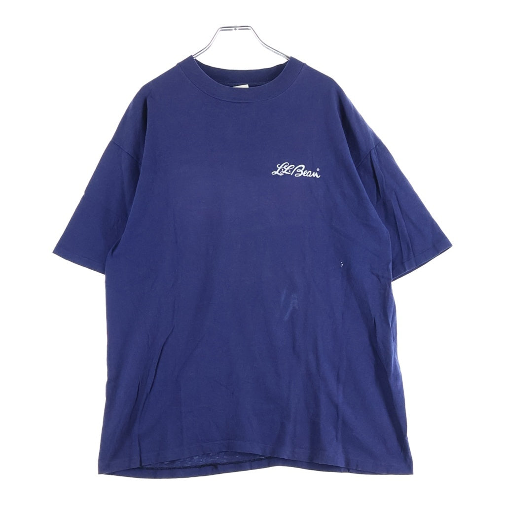 L.L.Bean(エルエルビーン) 80-90S VINTAGE LOGO TEE USA製 ヴィンテージ 筆記体ロゴ プリント 半袖Tシャツ カットソー ネイビー