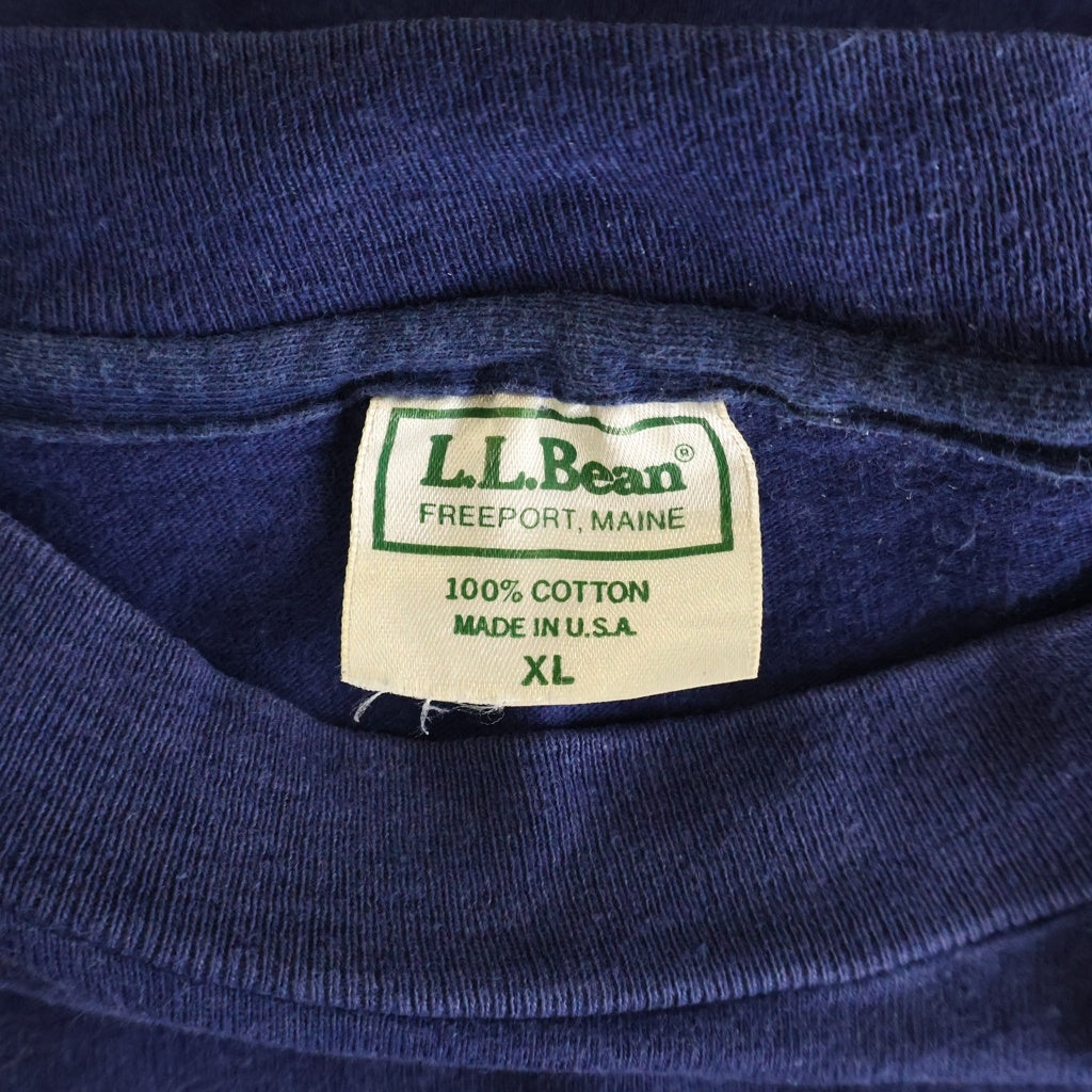 L.L.Bean(エルエルビーン) 80-90S VINTAGE LOGO TEE USA製 ヴィンテージ 筆記体ロゴ プリント 半袖Tシャツ カットソー ネイビー