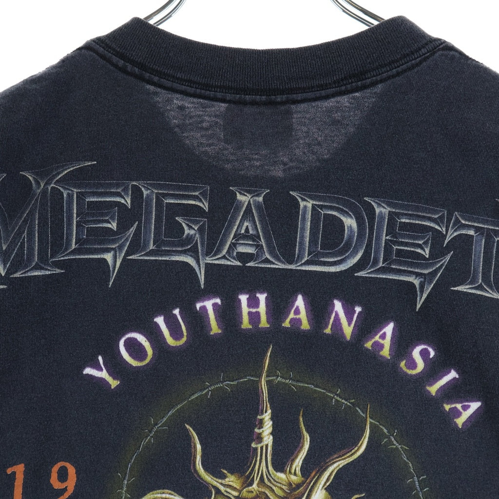 VINTAGE(ヴィンテージ) 90S MEGADETH YOUTHANASIA TEE メガデス ユースアネイジア 両面プリント半袖カットソーTシャツ ブラック
