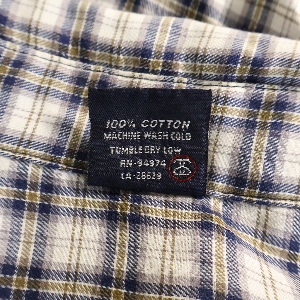 STUSSY(ステューシー) 90S OLD COTTON CHECK L/S SHIRT コットン チェック 長袖シャツ ホワイト/ブラウン