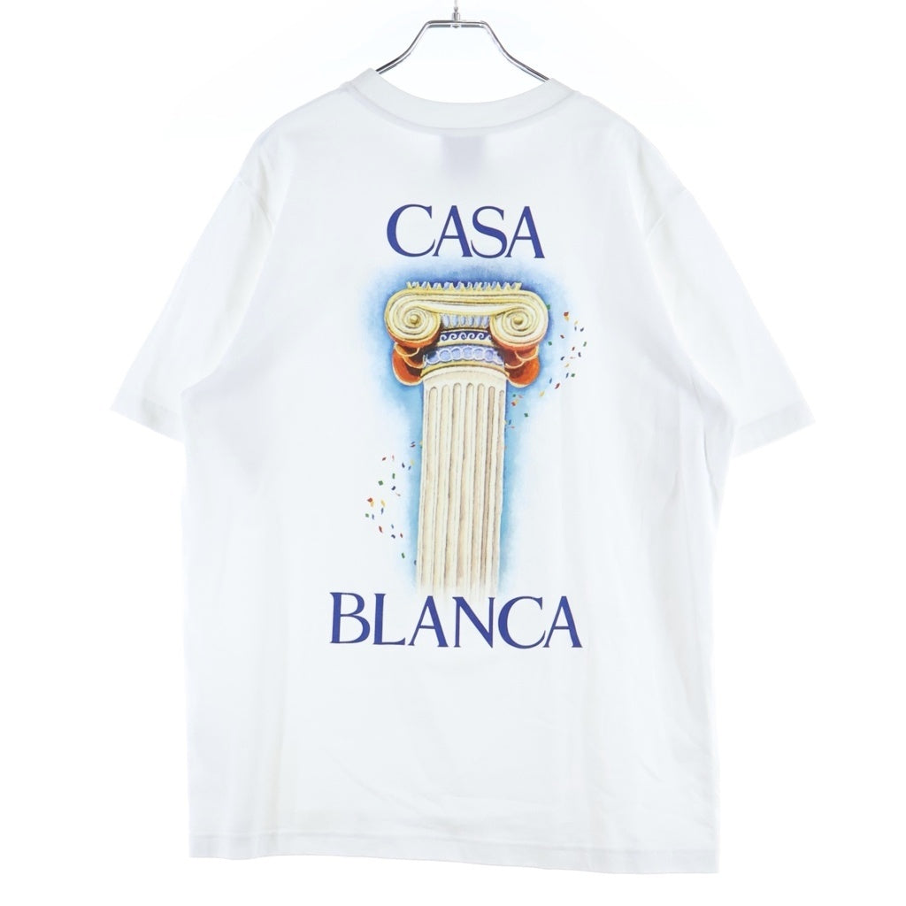 CASABLANCA(カサブランカ) 25SS La Colomne プリント オーガニックコットン 半袖Tシャツ カットソー ホワイト MPS25-JTS-001-05