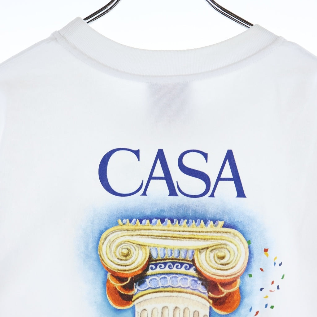 CASABLANCA(カサブランカ) 25SS La Colomne プリント オーガニックコットン 半袖Tシャツ カットソー ホワイト MPS25-JTS-001-05