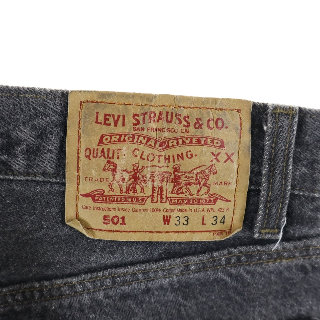 Levi's(リーバイス) 90S VINTAGE 501 後染め ボタン裏520 スモールe USA製 フライボタン デニム パンツ ブラック