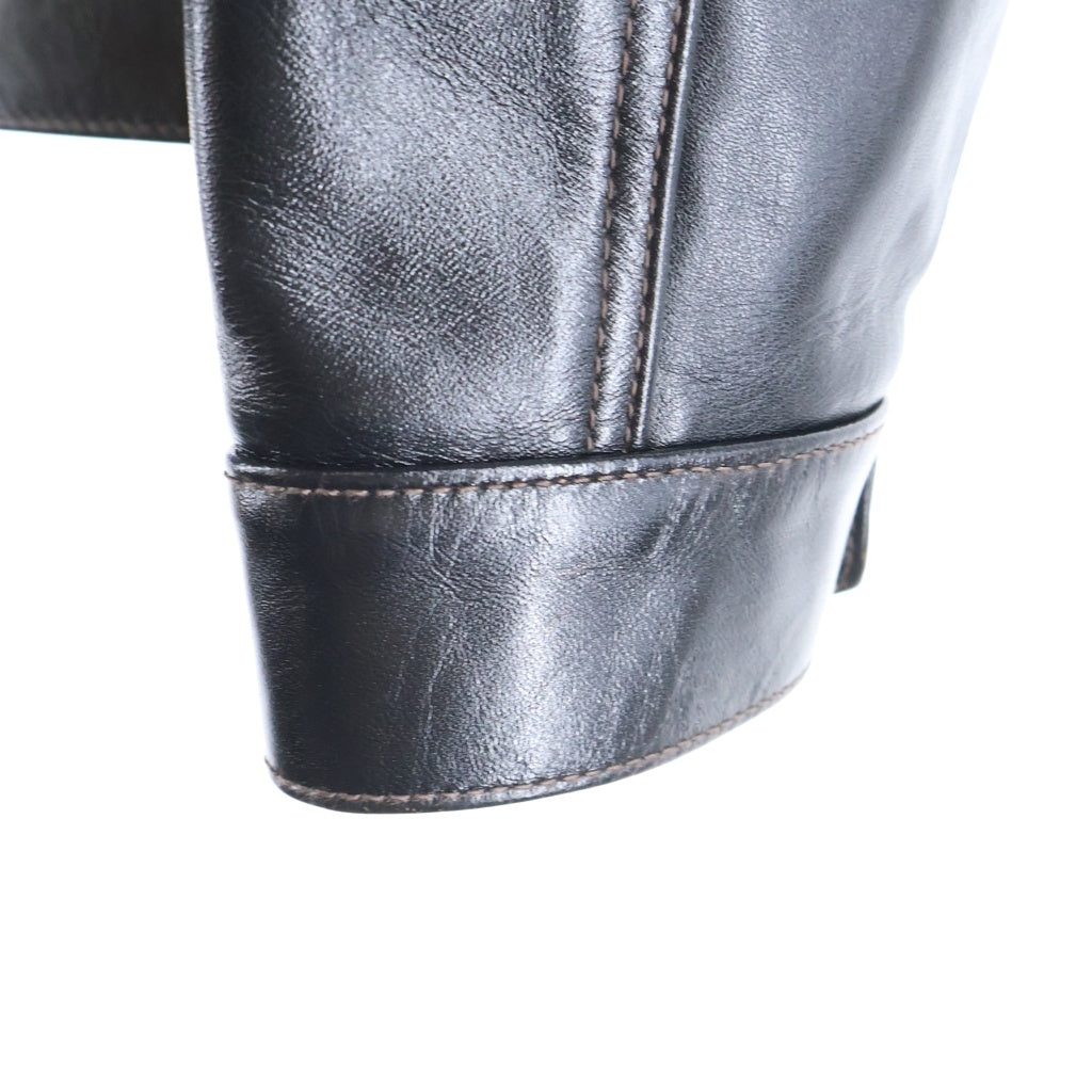 Y'2 LEATHER(ワイツーレザー) ANILINE HORSE WW2 JEAN JACKET 1st型 アニリン ホース レザー タックフロント ジャケット ブラック LB-140-T