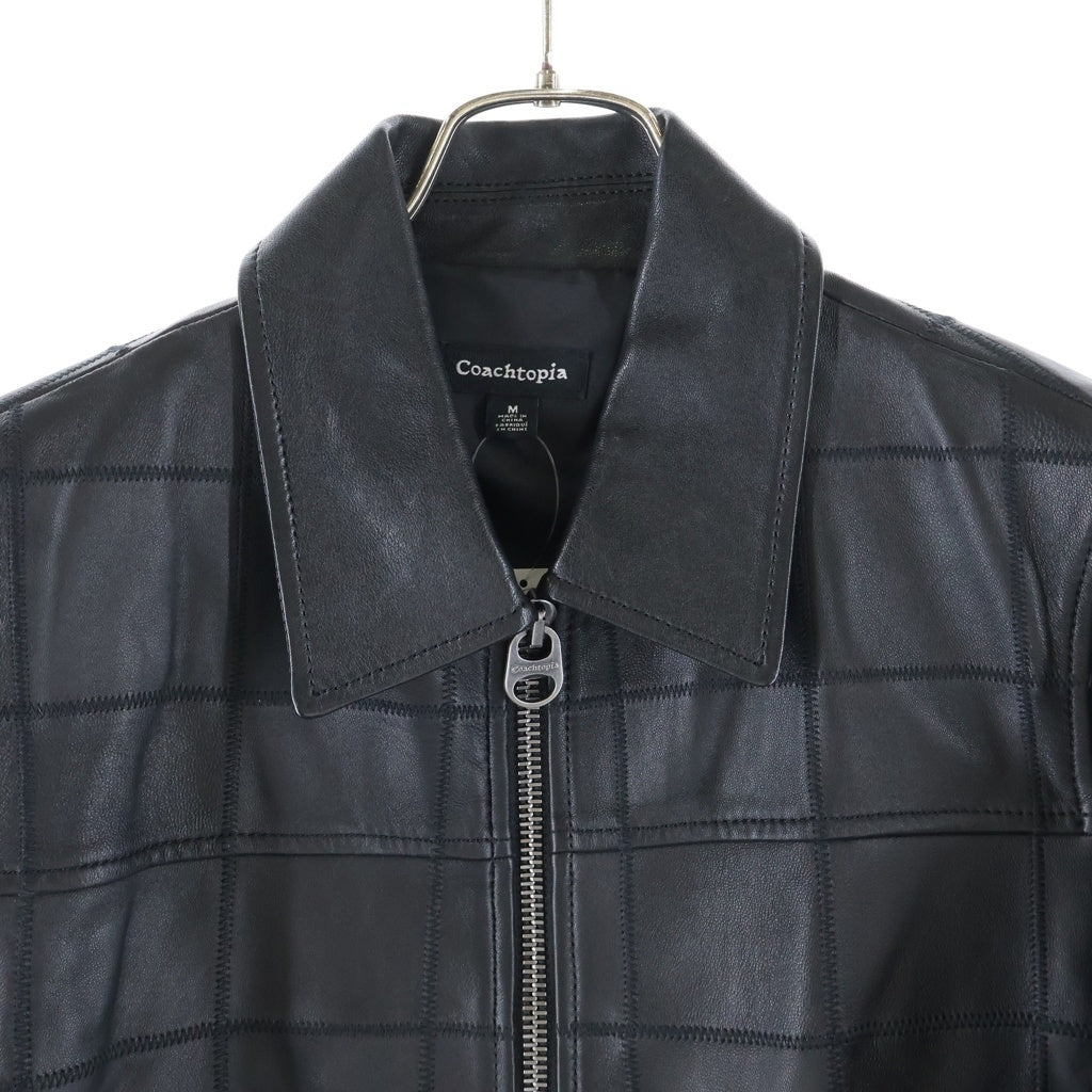COACH(コーチ) COACHTOPIA LEATHER ZIP BOMBER JACKET コーチトピア レザーボンバージャケット ブラック CBS77