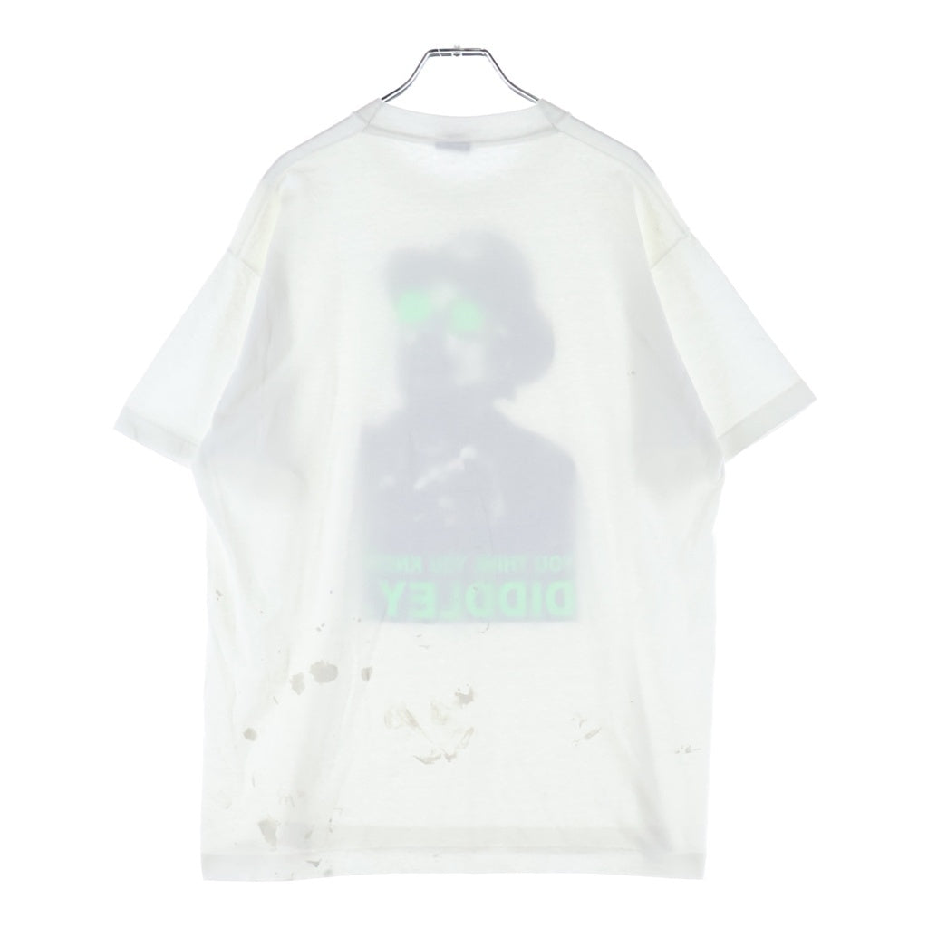 VINTAGE(ヴィンテージ) 90S BO DIDDLEY THINK YOU KNOW FRONT PRINT TEE USA製 グリーンサングラス フロントプリント 半袖Tシャツ カットソー ホワイト