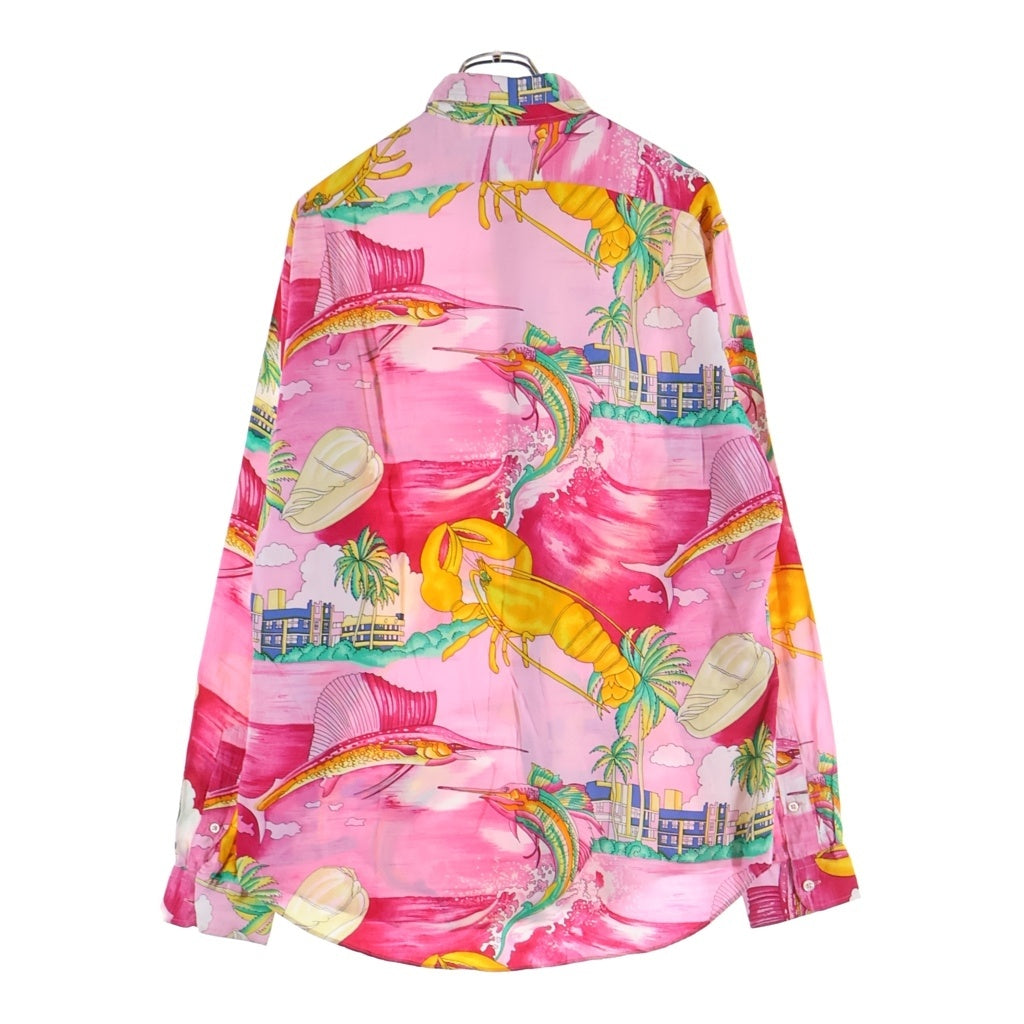 POLO RALPH LAUREN(ポロラルフローレン) MARLOWE LOBSTER PATTERN L/S HAWAIIAN SHIRT イタリア製 マーロウ ロブスター 花 総柄 ハワイアン シャツ マルチカラー