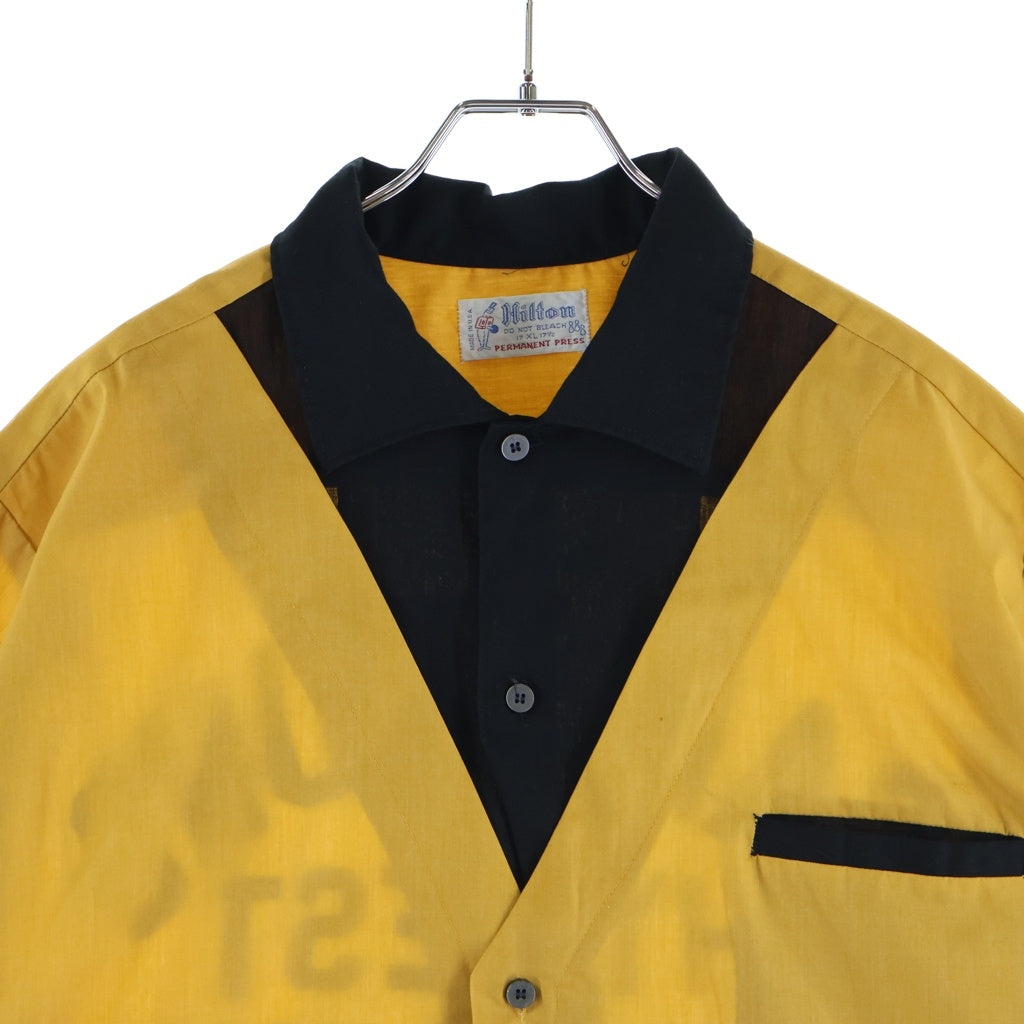 VINTAGE(ヴィンテージ) 60S HILTON (ヒルトン) BOWLING SHIRT USA製 刺しゅう ボーリングシャツ イエロー/ブラック