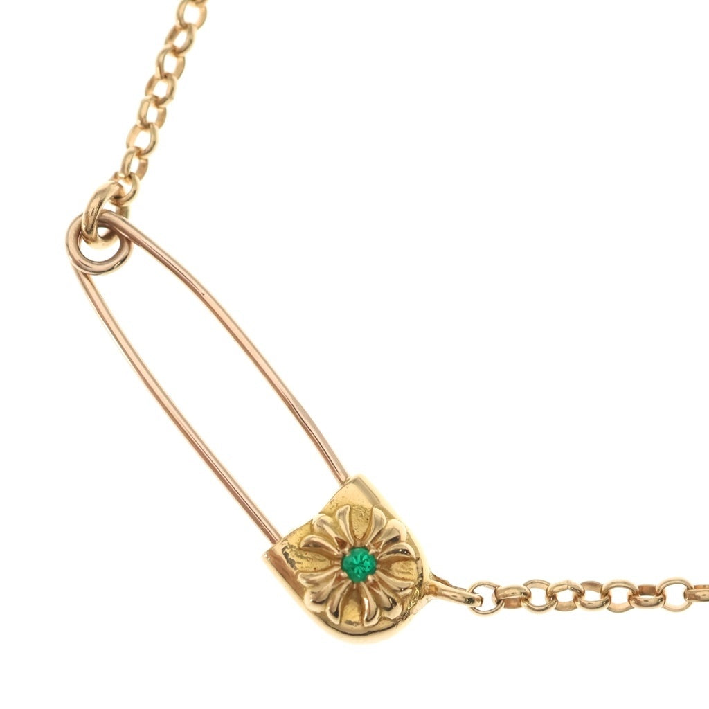 CHROME HEARTS(クロムハーツ) 22K SAFETY PIN NECKLACE R16 1EMRLD セーフティピンネックレス 1エメラルド ネックレス ゴールド