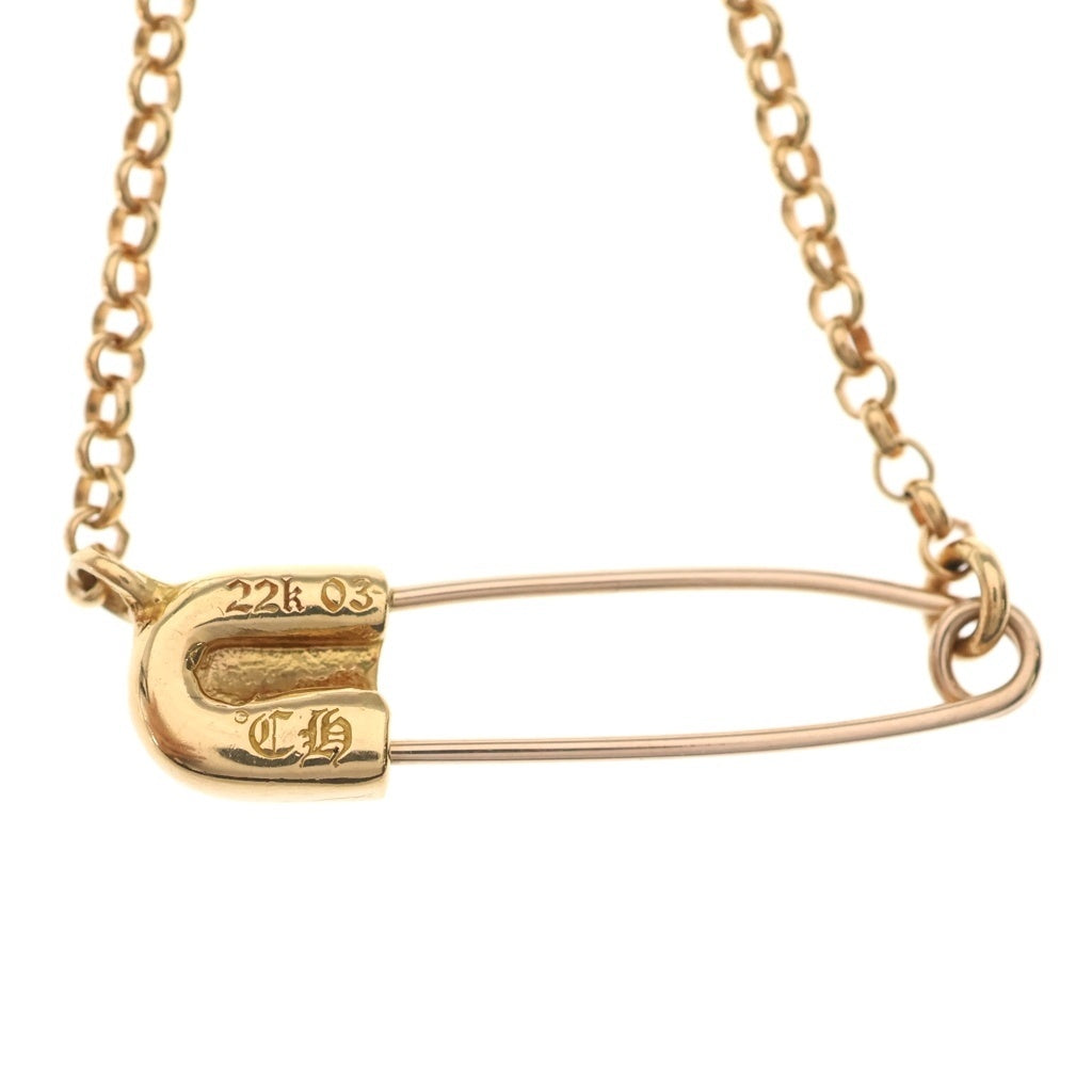 CHROME HEARTS(クロムハーツ) 22K SAFETY PIN NECKLACE R16 1EMRLD セーフティピンネックレス 1エメラルド ネックレス ゴールド