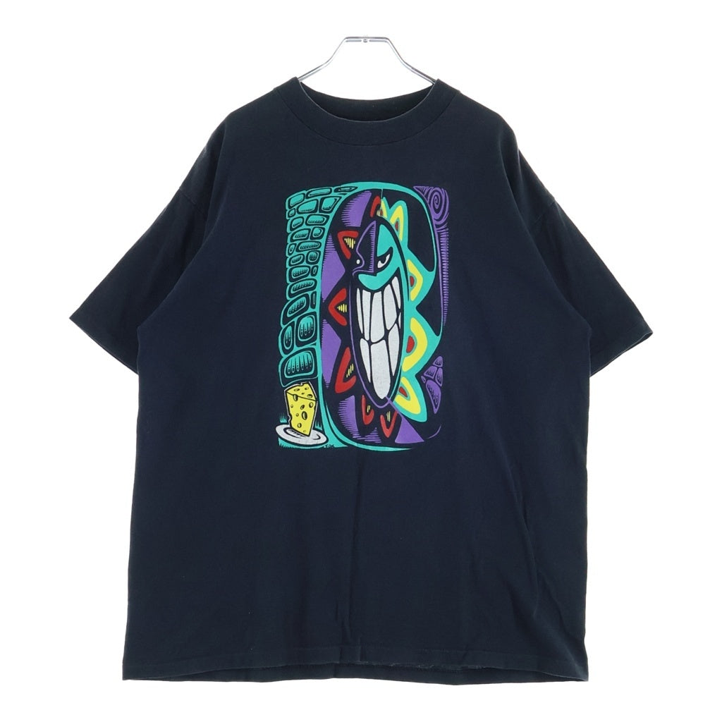 VINTAGE(ヴィンテージ) 90S BIG HUNK O CHEESE Gary Hirsch ゲイリーヒルシュ 両面プリント 半袖Tシャツ カットソー ブラック