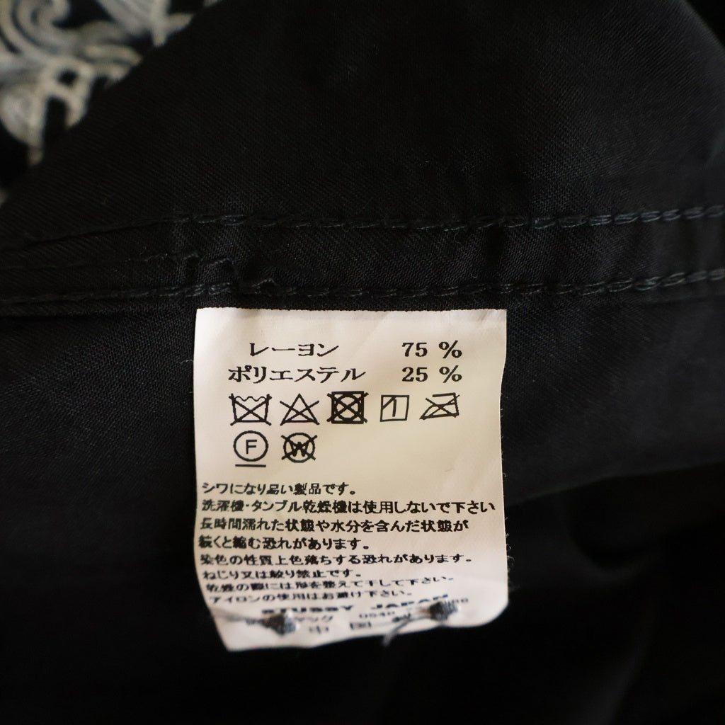 STUSSY(ステューシー) EMBROIDERED DRAGON SHIRT フロント刺繍 龍 開襟長袖シャツ ブラック