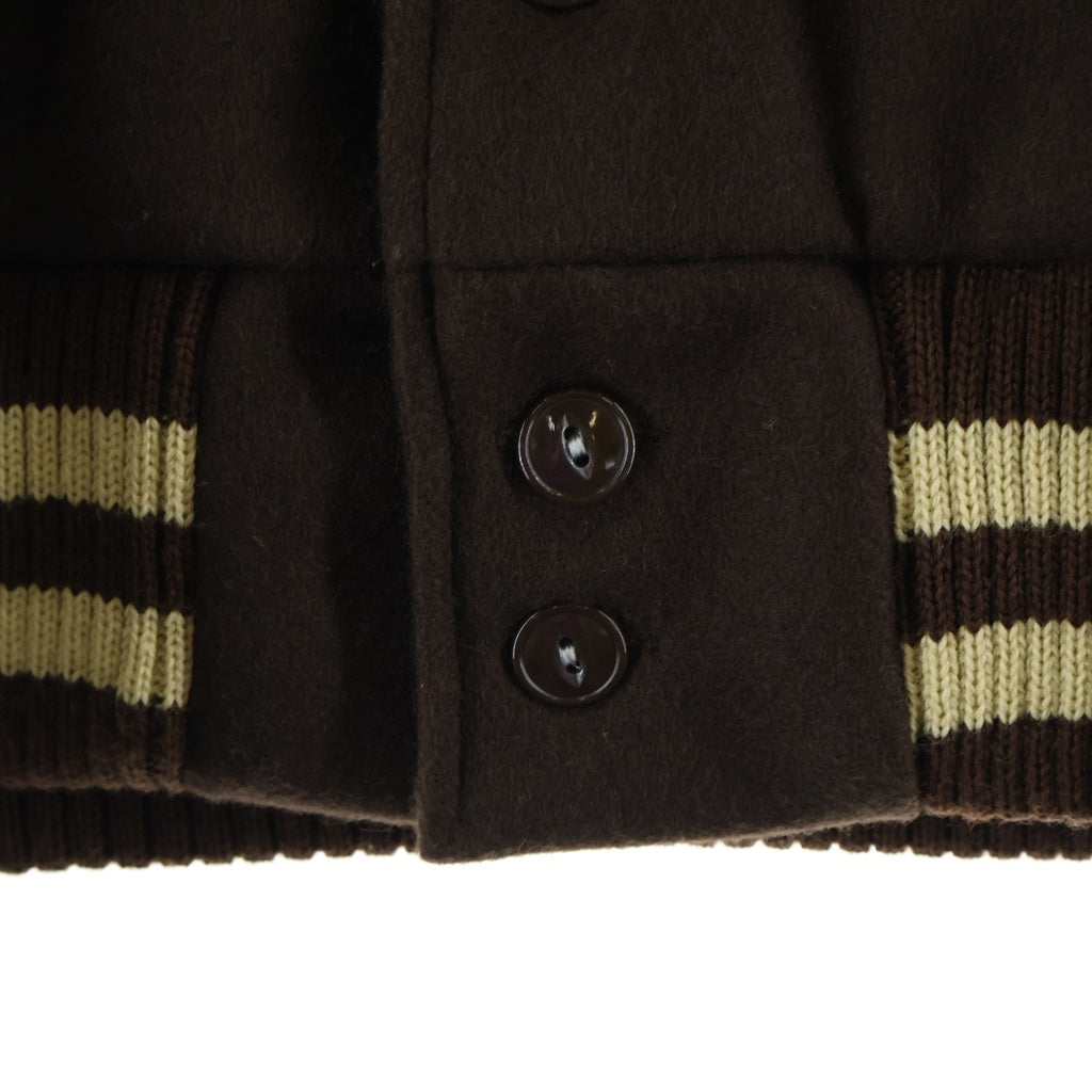 SKOOKUM(スクーカム) × BEAMS+ (ビームスプラス) STUDIUM JACKET 別注 USA製 スタジャン レザー ウール アワードジャケット ブラウン