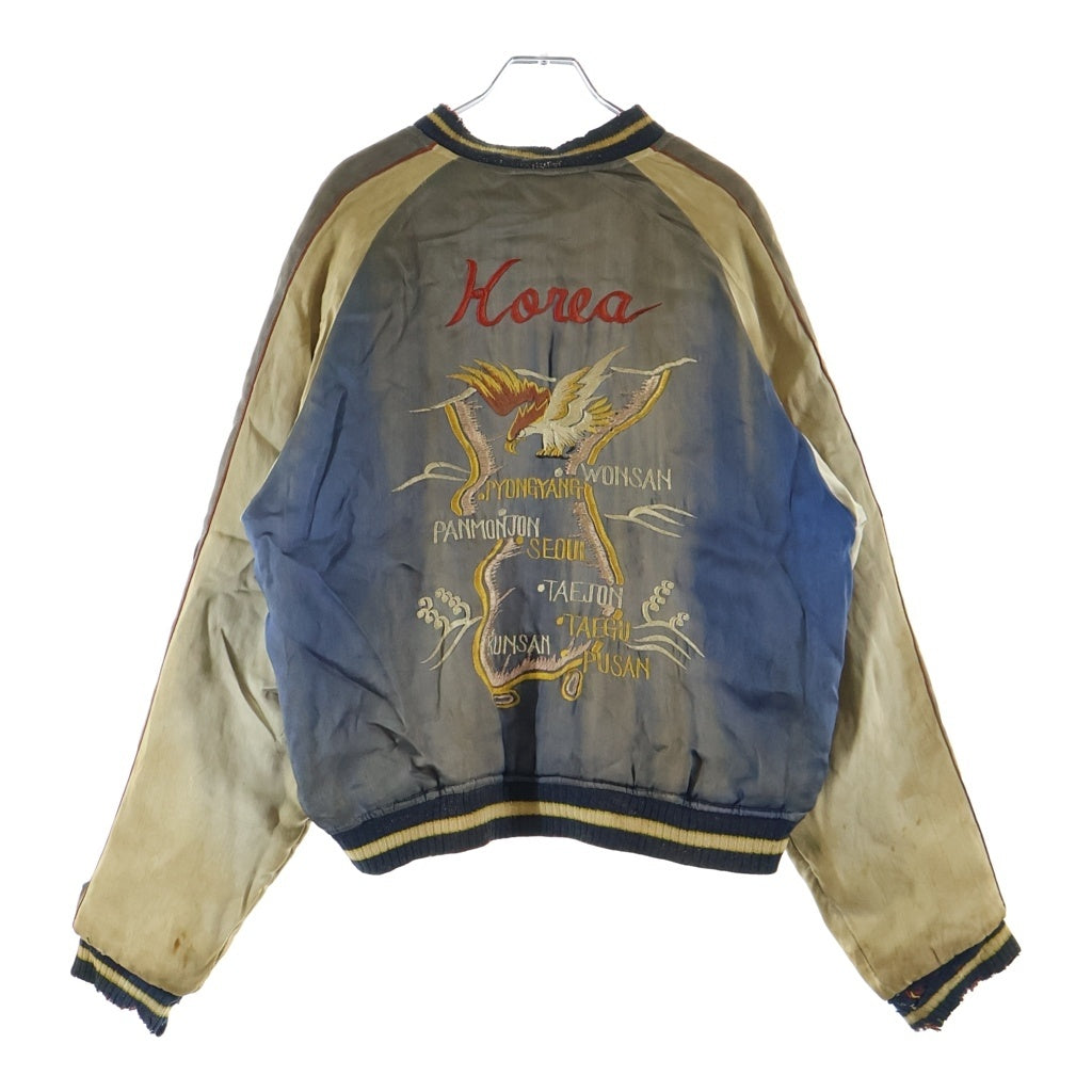 VINTAGE(ヴィンテージ) 50S TTS 鷹 虎 KOREA バタフライジップ スカジャン ブルー/レッド