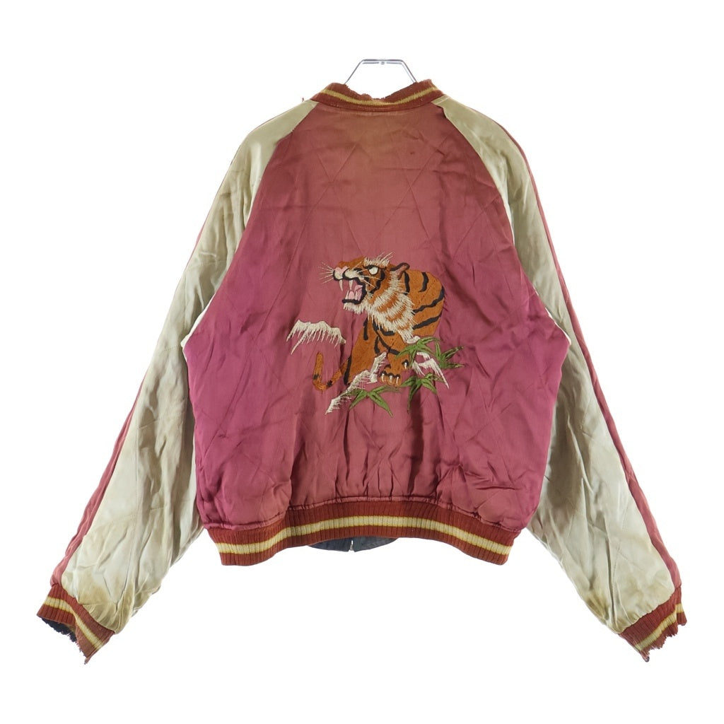 VINTAGE(ヴィンテージ) 50S TTS 鷹 虎 KOREA バタフライジップ スカジャン ブルー/レッド