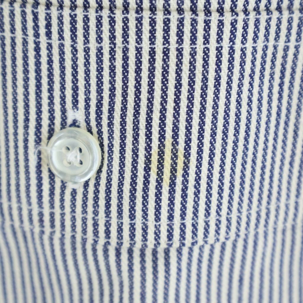 BEN DAVIS(ベンデイビス) DEADSTOCK HALF ZIP WORK SHIRT デッドストック ヒッコリー ストライプ ハーフジップ 長袖シャツ ホワイト/ネイビー