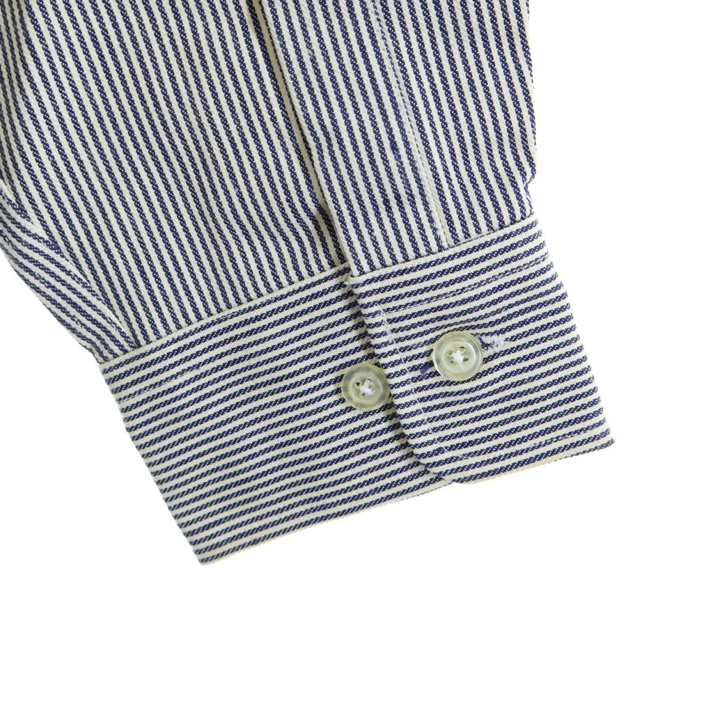 BEN DAVIS(ベンデイビス) DEADSTOCK HALF ZIP WORK SHIRT デッドストック ヒッコリー ストライプ ハーフジップ 長袖シャツ ホワイト/ネイビー