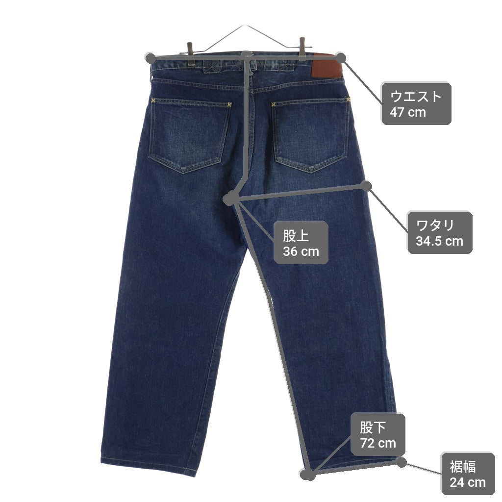 TENDERLOIN(テンダーロイン) T-RIDERS DENIM PANTS シンチバックル ドーナツボタン Vステッチ ワイド デニムパンツ インディゴ