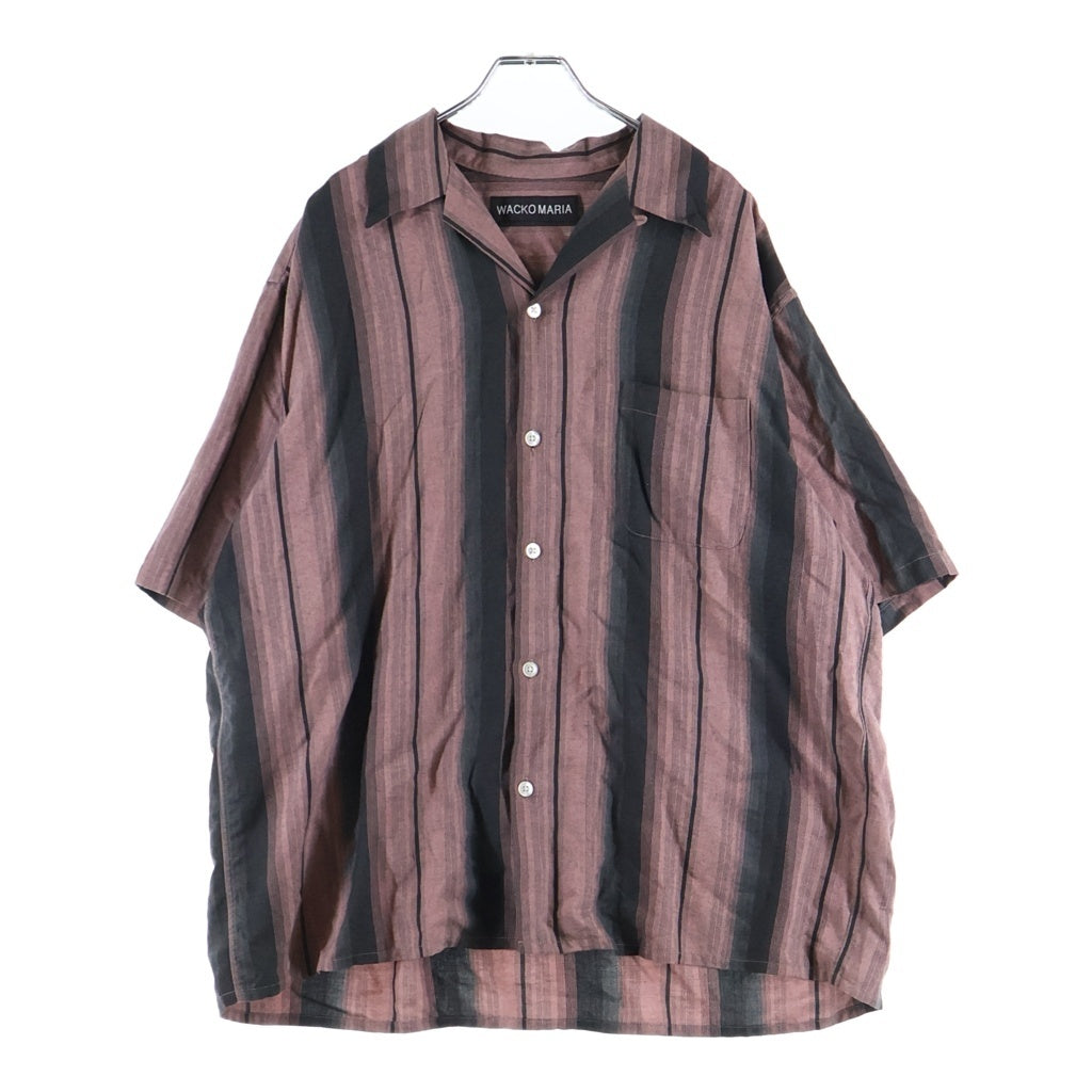 WACKO MARIA(ワコマリア) OMBRE STRIPED OPEN COLLAR SHIRT S/S オンブレ ストライプ オープンカラー レーヨン 半袖シャツ ピンク/ブラック