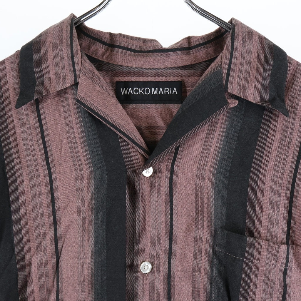 WACKO MARIA(ワコマリア) OMBRE STRIPED OPEN COLLAR SHIRT S/S オンブレ ストライプ オープンカラー レーヨン 半袖シャツ ピンク/ブラック
