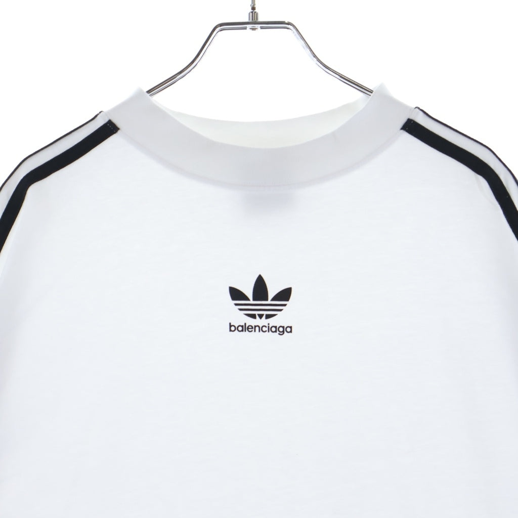 BALENCIAGA(バレンシアガ) × adidas Cotton Crew Neck Tee アディダス トレフォイルロゴ 3ストライプ 半袖Tシャツ カットソー ホワイト 739101